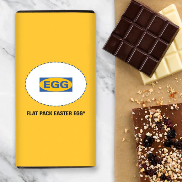 Quirky Chocolate - Flat Pack Easter Egg Chocolate Gift - Milk Chocolate Bar 100g