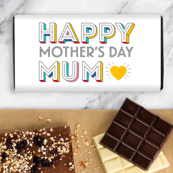 Quirky Chocolate - Happy Mother’s Day Mum Chocolate Gift - Milk Chocolate Bar 100g