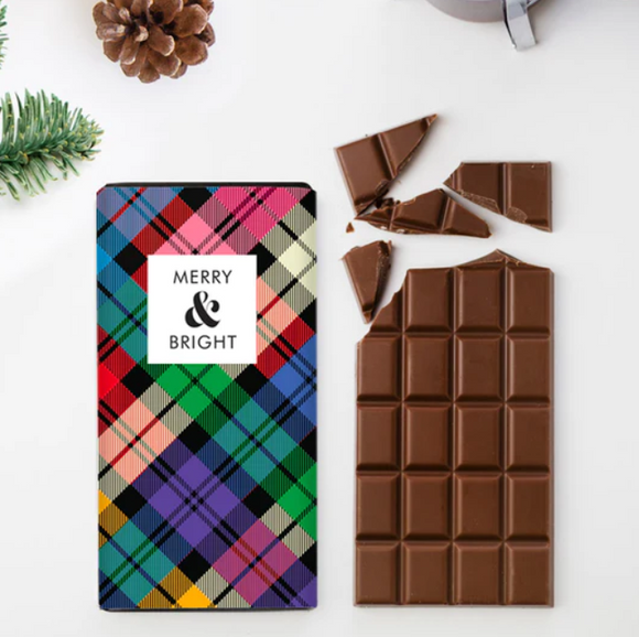 Quirky Chocolate - Merry and Bright Christmas Milk Chocolate Bar 100g