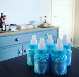 6 x Baby Shower Favours - Team Blue - Baby Bottle Filled with Millions (blue/bubblegum)