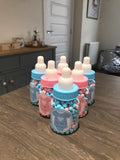 10 x Baby Shower Favours - Team Pink & Team Blue - Baby Bottle Filled with Millions