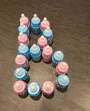 6 x Baby Shower Favours - Team Blue - Baby Bottle Filled with Millions (blue/bubblegum)