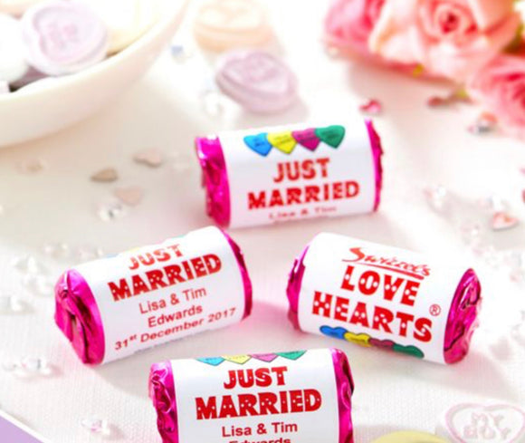 Personalised Love Hearts - Favours and Save the Dates x 30