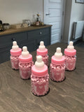 6 x Baby Shower Favours - Team Pink - Baby Bottle Filled with Millions (pink/strawberry)