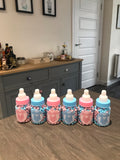10 x Baby Shower Favours - Team Pink & Team Blue - Baby Bottle Filled with Millions
